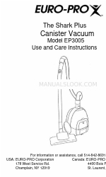 Euro-Pro THE  SHARK PLUS EP3005 Handbuch für Gebrauch und Pflege