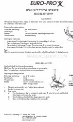 Euro-Pro BONUS FEET FOR SERGER EP550 H Benutzerhandbuch