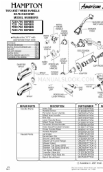 American Standard Two and Three Handle Bath/Shower 7220.700 SERIES パーツリスト