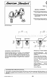 American Standard Two- Handle Centerset Lavatory Faucet 2275.200 Specificatieblad