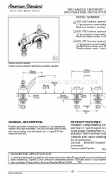 American Standard Two-Handle Centerset Lavatory Faucet 5400.142H Şartname Sayfası