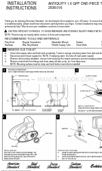 American Standard Antiquity 1.6 GPF One-Piece Toilet 2038.016 Instruções de instalação