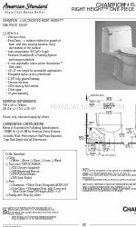 American Standard Champion 4 Elongated Right Height One-Piece Toilet 2034.014 Ficha de especificações