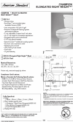 American Standard Champion Select Elongated Right Height Toilet 2057.212 Spezifikationsblatt