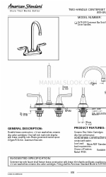 American Standard Colony Set Two-Handle Centerset Bar Sink Faucet 2475.500 Технический паспорт