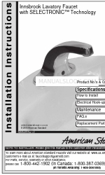 American Standard Selectronic Innsbrook Electronic Lavatory Faucet 6055.202 Panduan Petunjuk Instalasi