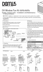 Domus Ventilation DX Series 설치 및 유지 관리 매뉴얼