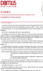 Domus Ventilation D-DMEV Manual de instruções de instalação