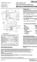 American Standard Hampton 2425.XXXW-RHO Istruzioni per l'installazione