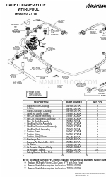 American Standard Cadet Elite Corner Whirlpool 2775E Elenco delle parti