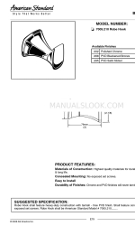 American Standard Robe Hook 7005.210 仕様