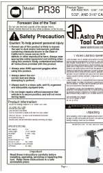 Astro Pneumatic Tool PR36 Manual