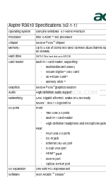 Acer Aspire 3610 Specifications