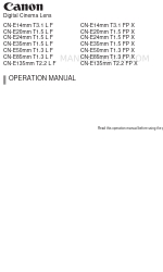 Canon CN-E14mm T3.1 L F Operation Manual