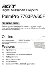 Acer 7763PA - PalmPro SVGA DLP Projector Operating Manual