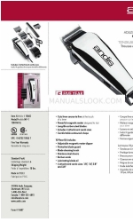 Andis Adjustable Blade Clipper MV-1 18065 Arkusz specyfikacji