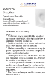 AirTechnic LOOP WL125T Operating And Assembly