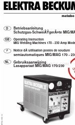 Elektra Beckum MIG/MAG 170/30 TL Combi (French) Notice D'utilisation