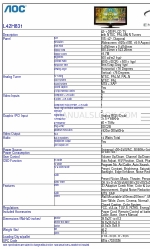 AOC L42H831 Lembar data