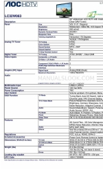 AOC LC32W063 Specifications