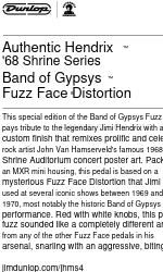 Dunlop Band of Gypsys Fuzz Face Distortion Hızlı Başlangıç Kılavuzu