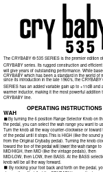 Dunlop CryBaby 535 series Operating Instructions