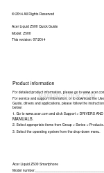 Acer Liquid Z500 Skrócona instrukcja obsługi