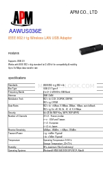 APM IEEE 802.11g Wireless LAN USB Adapter AAWUS036E Especificaciones