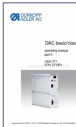 DURKOPP ADLER DAC BASIC - CLASS 271  PART II V 12-2010 Betriebshandbuch