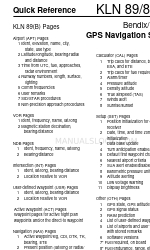 BENDIXKing KLN 89B Référence rapide