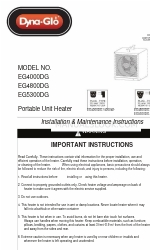 Dyna-Glo EG4000DG Installation & Maintenance Instructions Manual