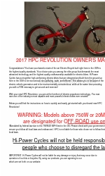 Hi-Power Cycles HPC REVOLUTION 2017 Owner's Manual