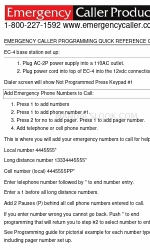 Emergency Caller Products EC-4 프로그래밍 빠른 참조 매뉴얼