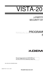 ADEMCO VISTA-20SE Formulir Pemrograman