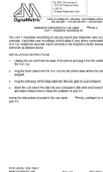 DynaMetric Call Saver Pro CSP-1 Installation Instructions
