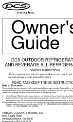 DCS OUTDOOR REFRIGERATOR AND BEVERAGE ALL REFRIGERATOR Kullanıcı El Kitabı