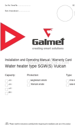 Galmet SGW 100 Installation And Operating Manual / Warranty Card