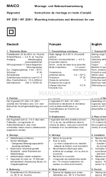 Maico HY 230 Mounting Instructions And Directions For Use