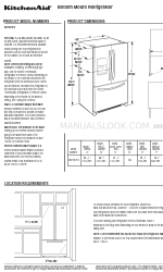 KitchenAid KBFS20EV Series 치수 매뉴얼