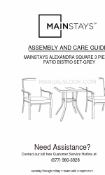 Mainstays MAINSTAYS ALEXANDRA SQUARE 3 PIECE PATIO BISTRO SET-GREY Assembly And Care Manual