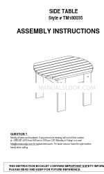 Mainstays TM180035 Assembly Instructions