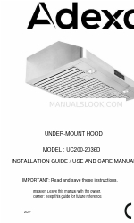 Adexa UC200-2036D Installation Manual / Use And Care Manual