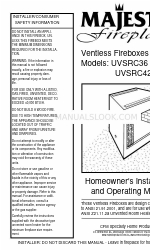 Majestic fireplaces UVSRC42 Manuel d'installation et d'utilisation pour le propriétaire