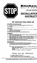 KitchenAid KD-20 SERIES Installation Instructions Manual