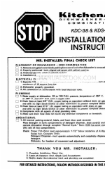 KitchenAid KDS-38 Installation Instructions Manual