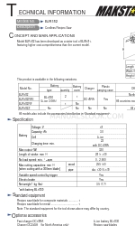 Makita BJR182Z Informações técnicas