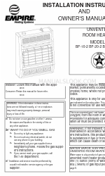 Empire BF-10-2 Instruções de instalação e manual do proprietário