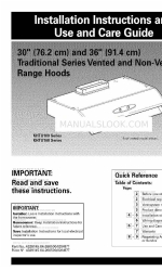 KitchenAid KHTU160 Series Installation Instructions And Use And Care Manual