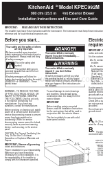 KitchenAid KPEC992M Installation Instructions And Use And Care Manual