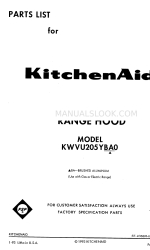 KitchenAid KWVU205YBA0 Lista de piezas